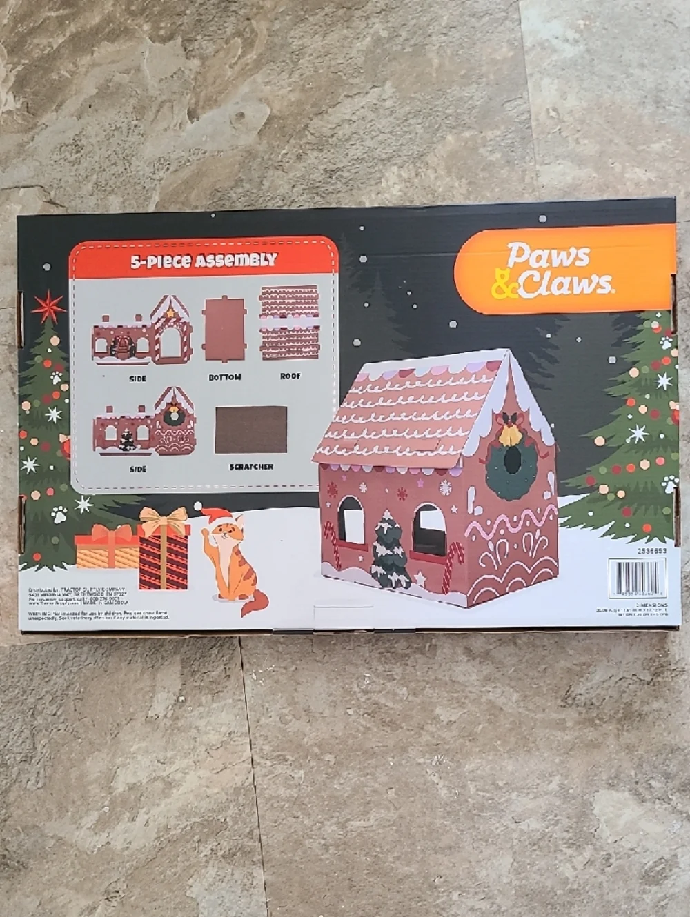 Paws & Claws Holiday Gingerbread Cat House Cardboard Playhouse And Scratcher